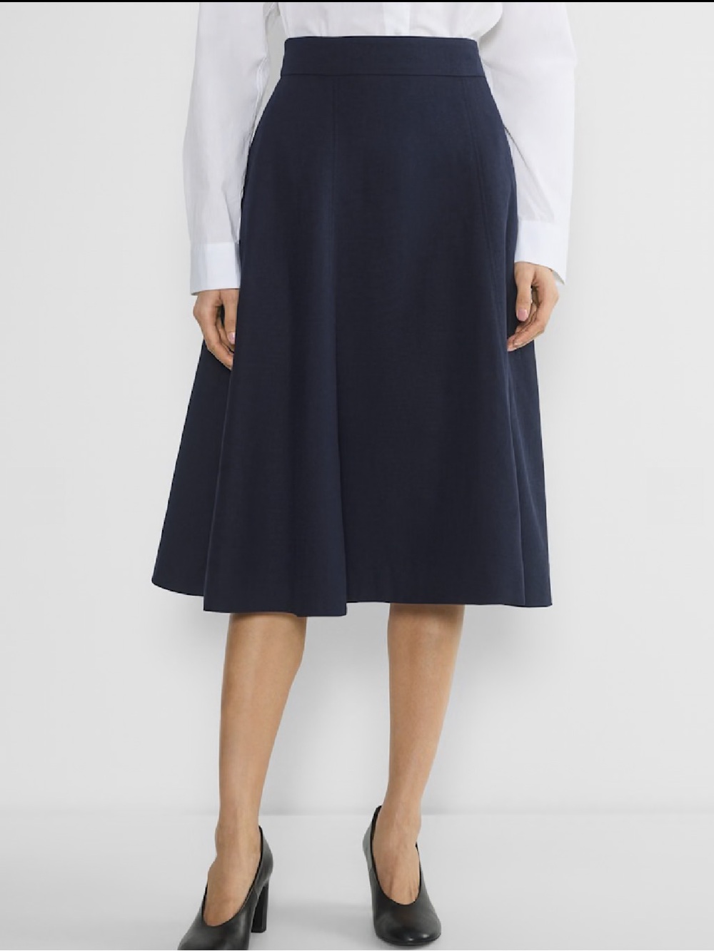 Aritzia Babaton Navy A-Line Midi Skirt Size 8